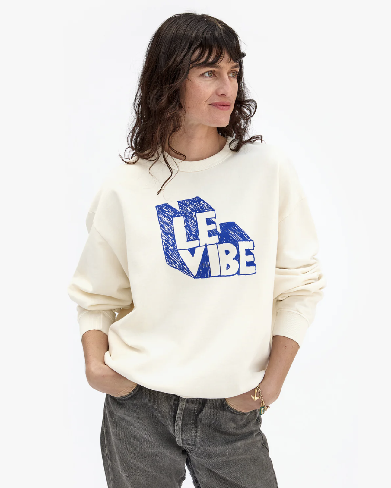 Cream oversized sweatshirt sale